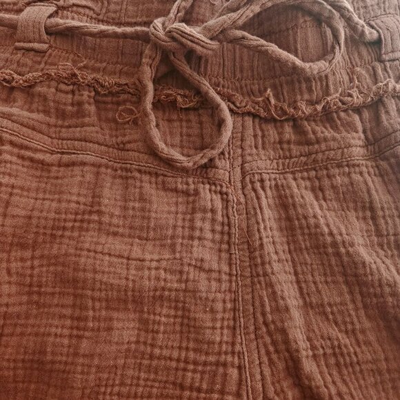 Rewash Baggy Beach Fray cotton junior Rust orange elastic waist belt Shorts L - Picture 5 of 6